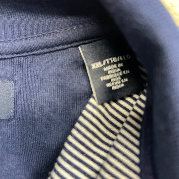 Chaps 1/4 Zip Pullover Sweater Mens 2XL Blue White Striped Golf Business Preppy - Picture 7 of 10